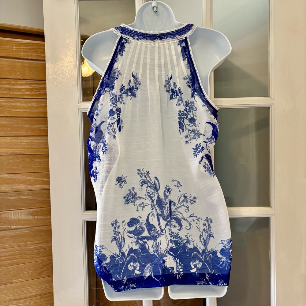 Ranna Gill x Anthropologie Zestio Pleated Blouse Floral Ombre Small Like New - Picture 9 of 11